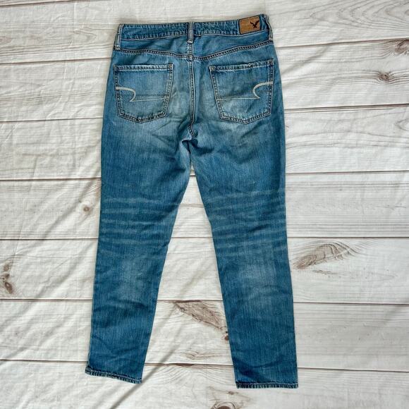 American Eagle Tomgirl Distressed Patchwork Straight leg Jeans grunge skater 6 - Picture 7 of 14